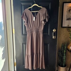 Chic Taupe Midi Dress